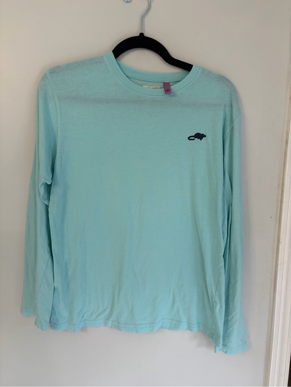 Marc Jacobs Stinky Rat Men's Long-Sleeve Cotton Crewneck in Light Aqua